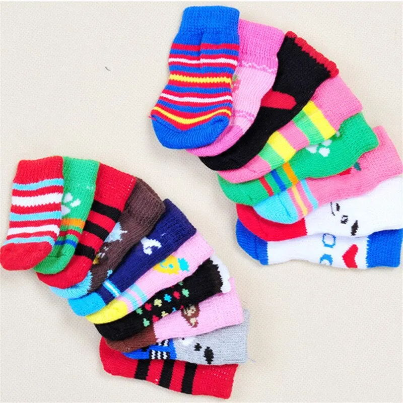 4 Pcs Set Soft Acrylic Pet Knits Socks