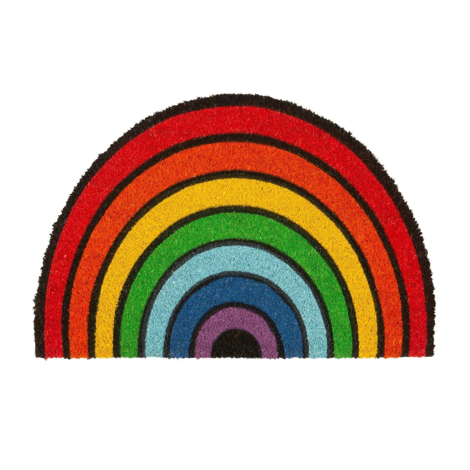 60cm x 40cm Multicoloured Rainbow Coir Half Moon Door Mat - By Nicola Spring