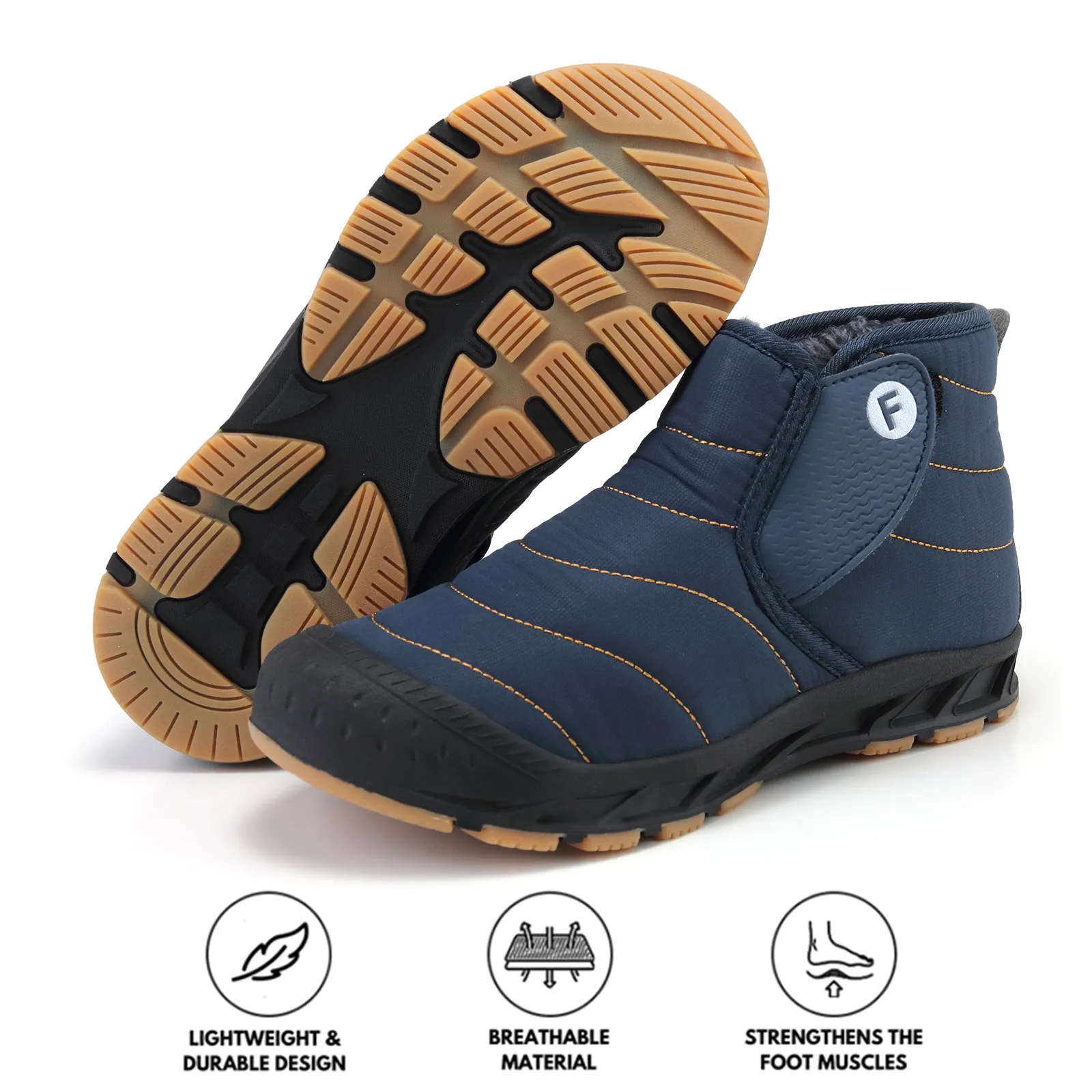 Autumn & Winter Snow Boots Outdoor Plus Velvet Hiking Shoes Footwear Non-slip & Waterproof Winter Barefoot Shoe (Unisex)