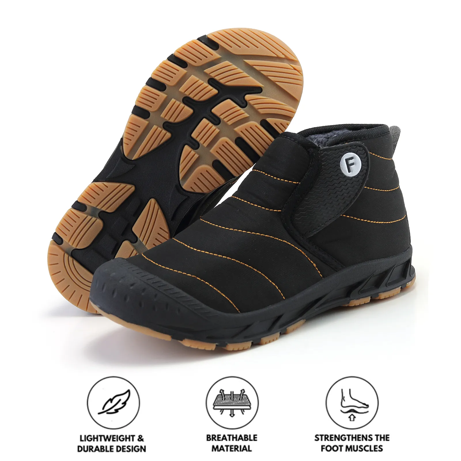 Autumn & Winter Snow Boots Outdoor Plus Velvet Hiking Shoes Footwear Non-slip & Waterproof Winter Barefoot Shoe (Unisex)