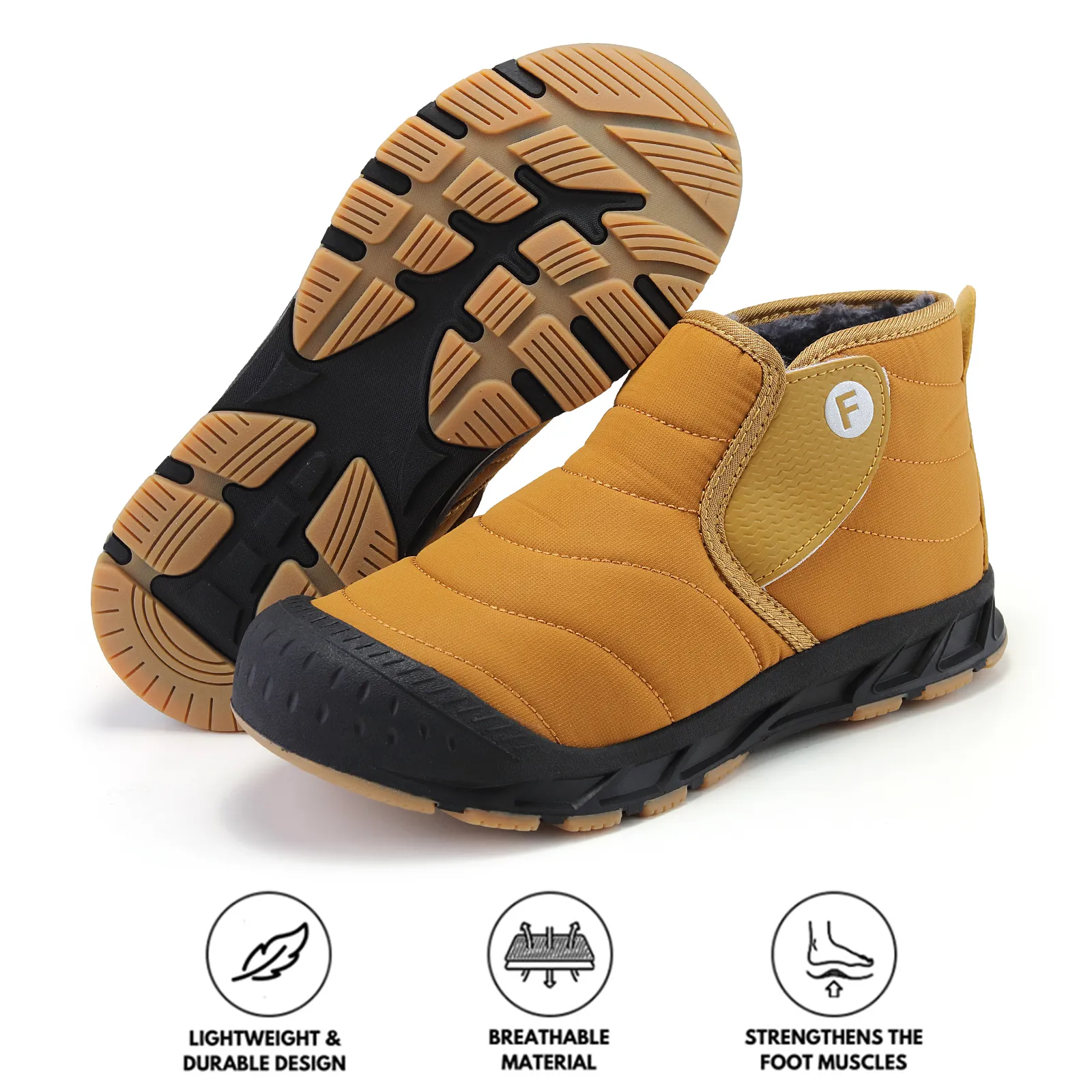 Autumn & Winter Snow Boots Outdoor Plus Velvet Hiking Shoes Footwear Non-slip & Waterproof Winter Barefoot Shoe (Unisex)