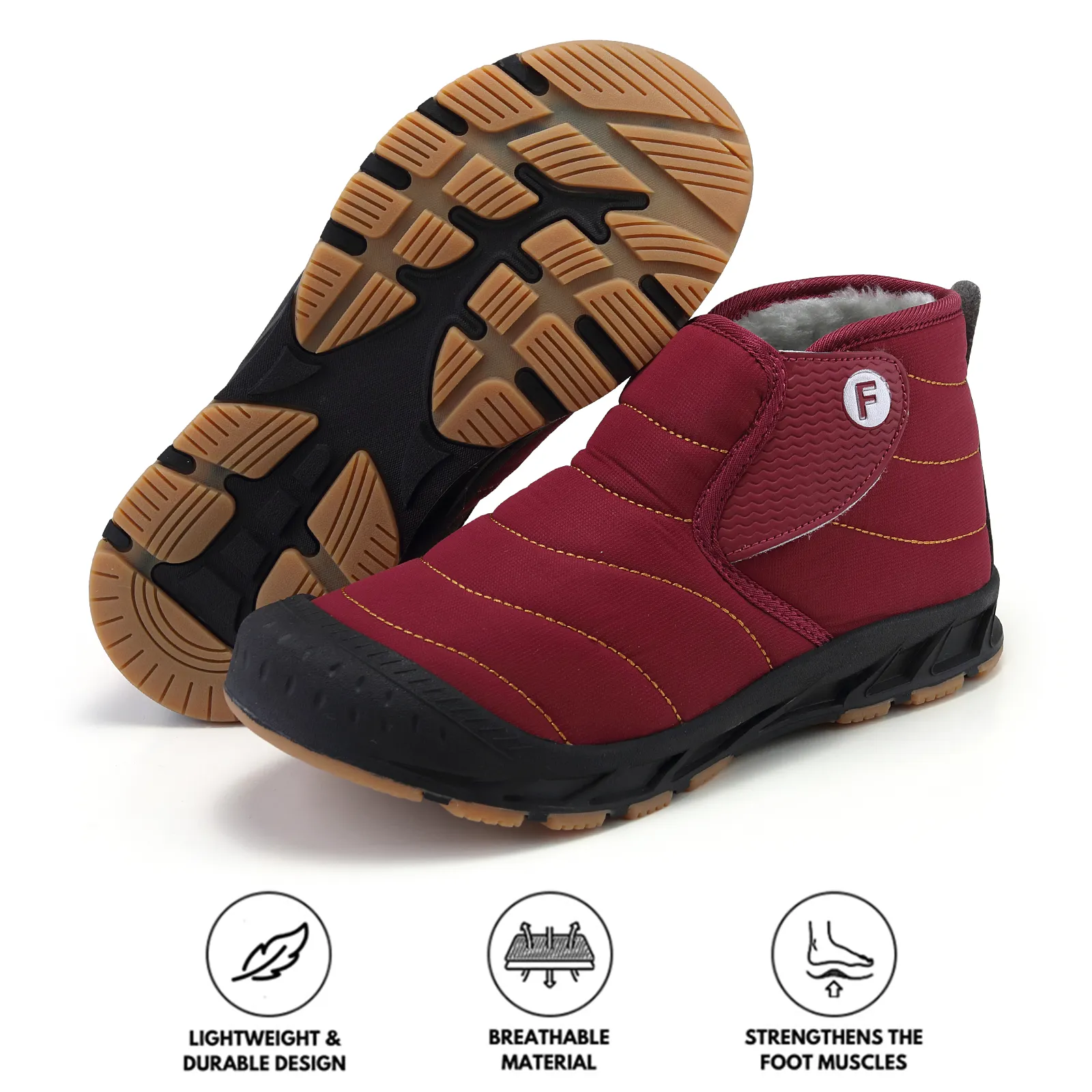 Autumn & Winter Snow Boots Outdoor Plus Velvet Hiking Shoes Footwear Non-slip & Waterproof Winter Barefoot Shoe (Unisex)