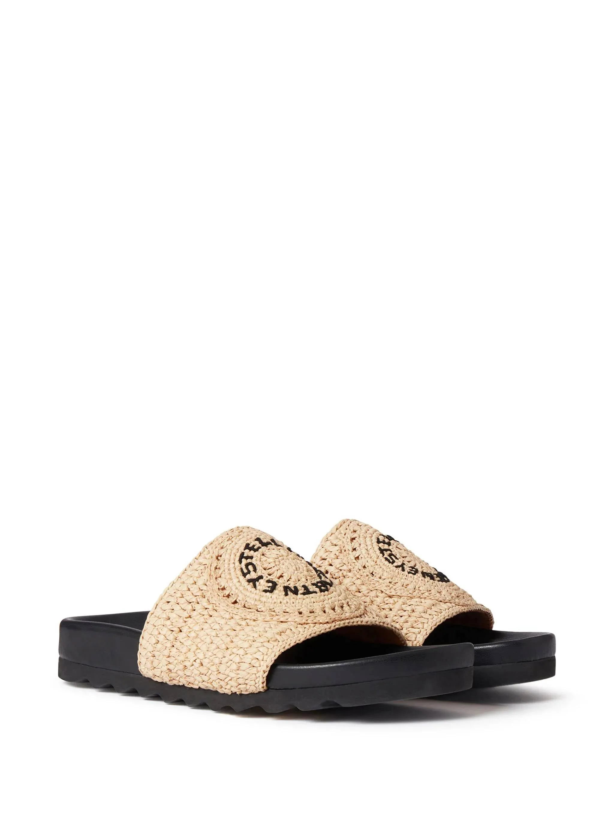 Elyse Slide Sandals in Black and Beige