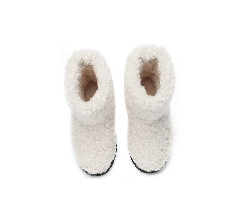 EVERAU® UGG Boots Kids Sheepskin Wool Plush Drawstring Peggy