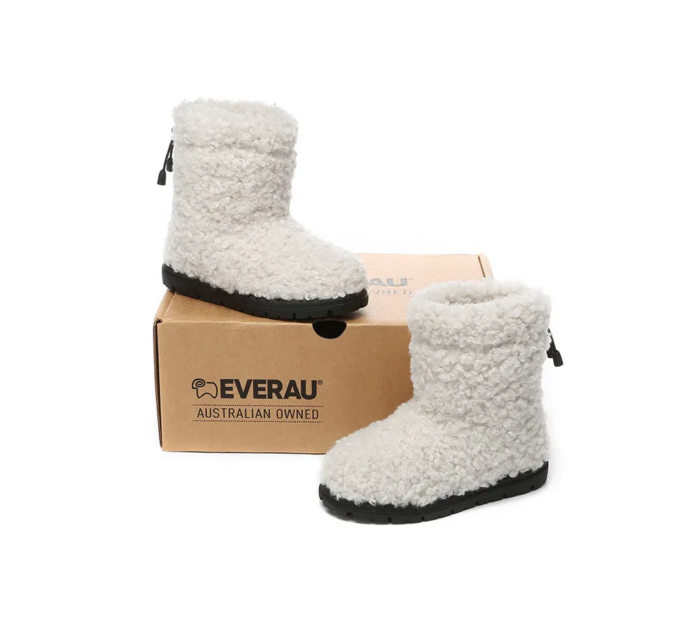 EVERAU® UGG Boots Kids Sheepskin Wool Plush Drawstring Peggy