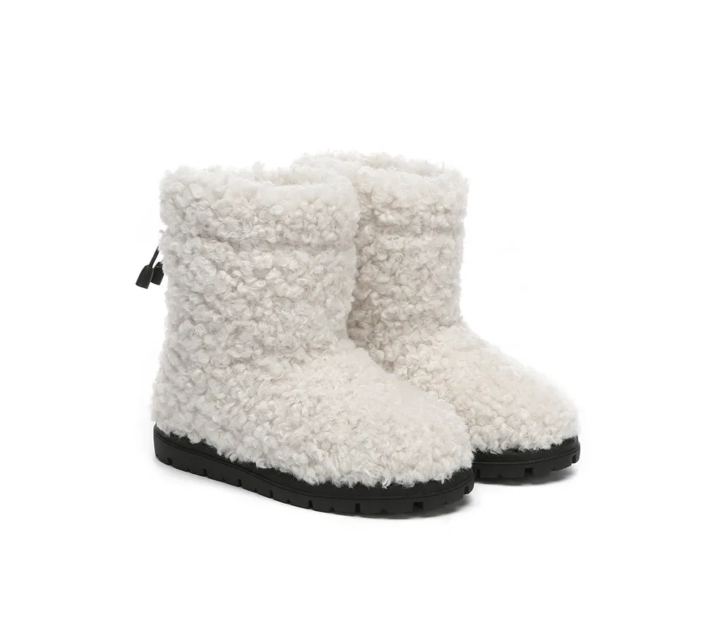 EVERAU® UGG Boots Kids Sheepskin Wool Plush Drawstring Peggy