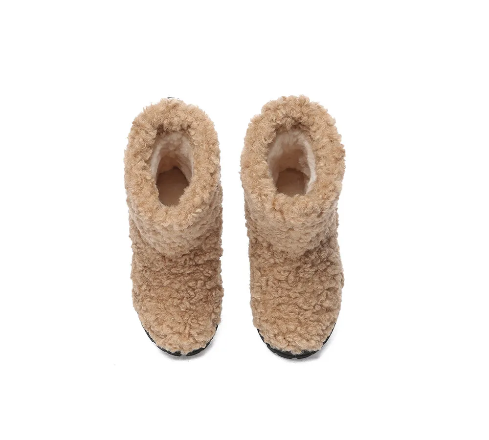 EVERAU® UGG Boots Kids Sheepskin Wool Plush Drawstring Peggy