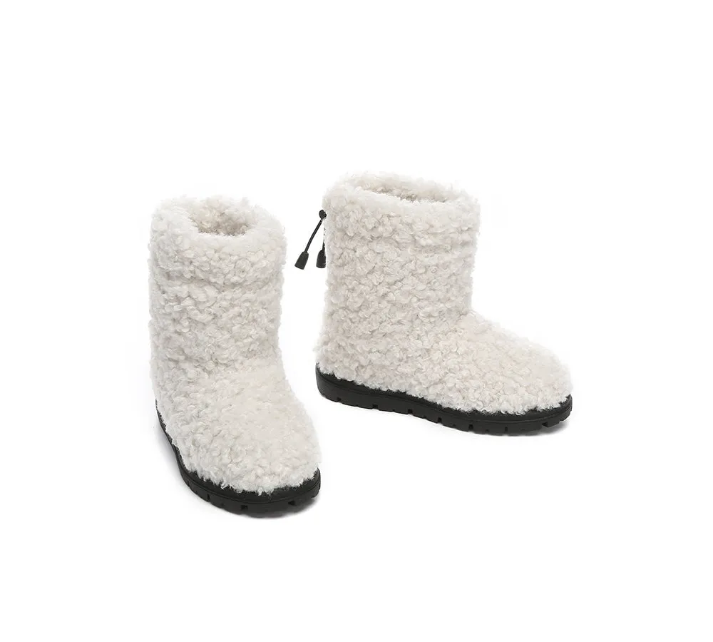 EVERAU® UGG Boots Kids Sheepskin Wool Plush Drawstring Peggy