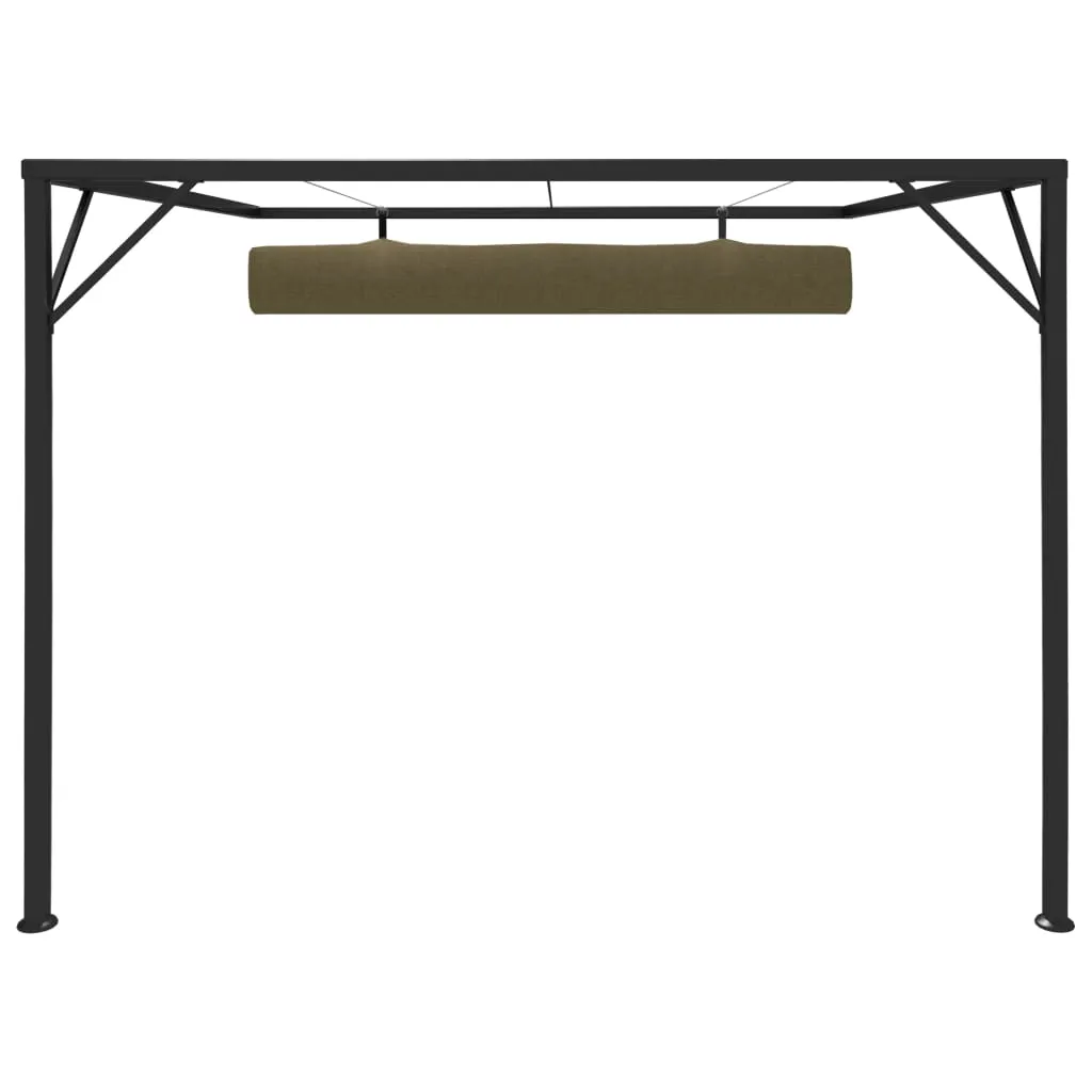 Garden Wall Gazebo with Retractable Roof 3x3 m Taupe 180 g/m²