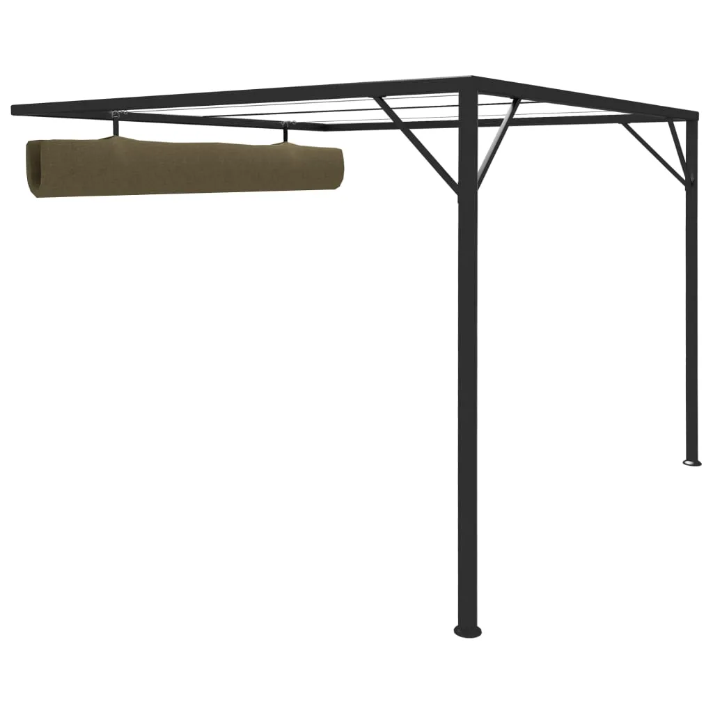 Garden Wall Gazebo with Retractable Roof 3x3 m Taupe 180 g/m²