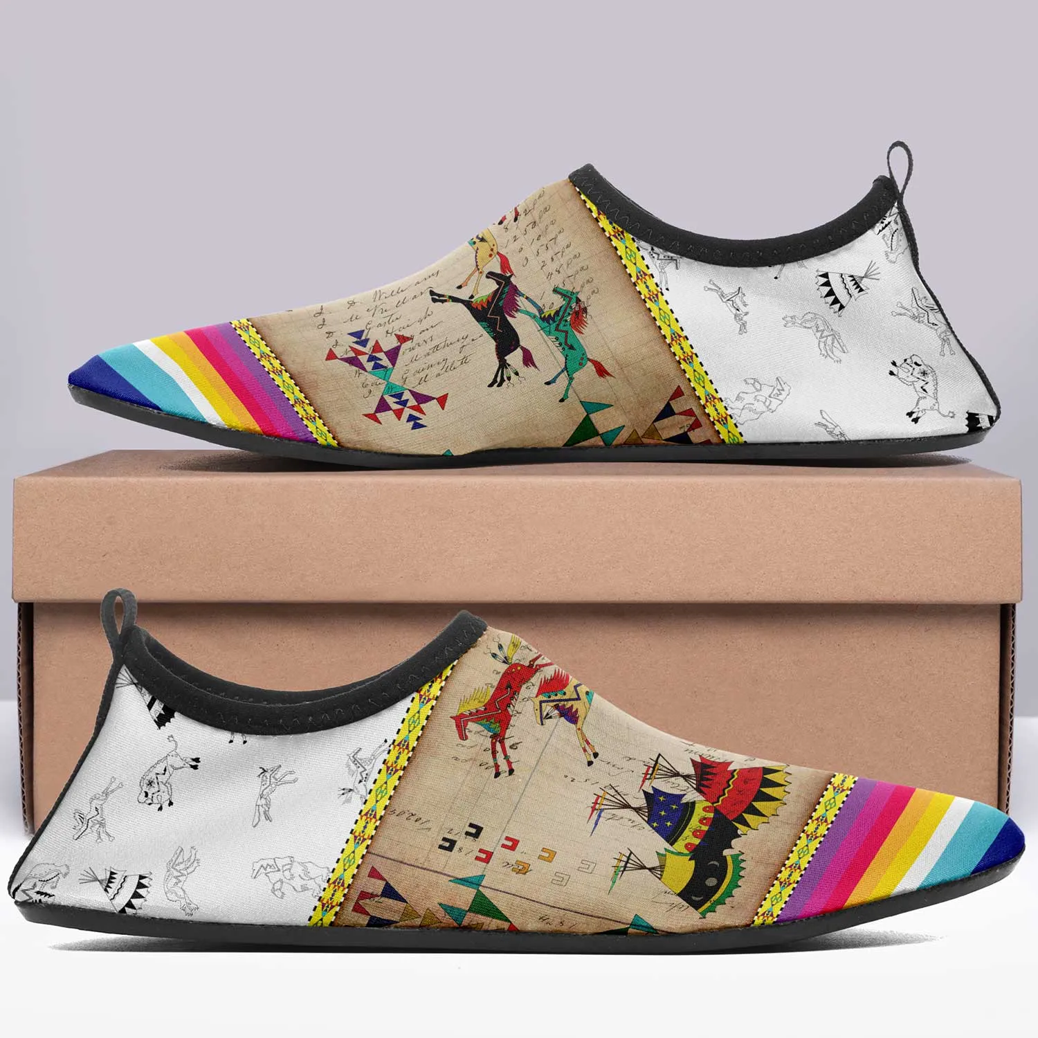 Horses Running White Clay Kid's Sockamoccs Slip On Shoes