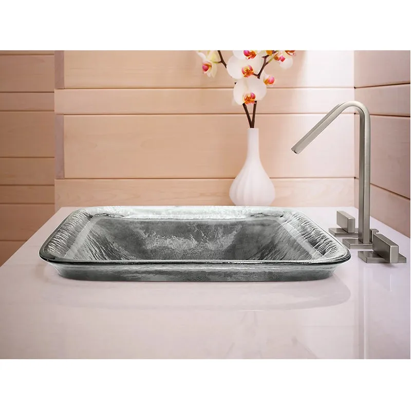 Inia Wading Pool 14.94" x 20.63" x 4.69" Glass Vessel Bathroom Sink in Opaque Dew