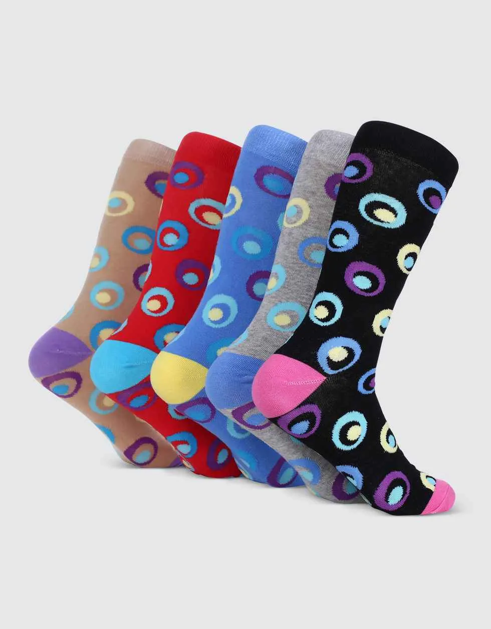 Multicolored Ring Crew Socks 5 Pack