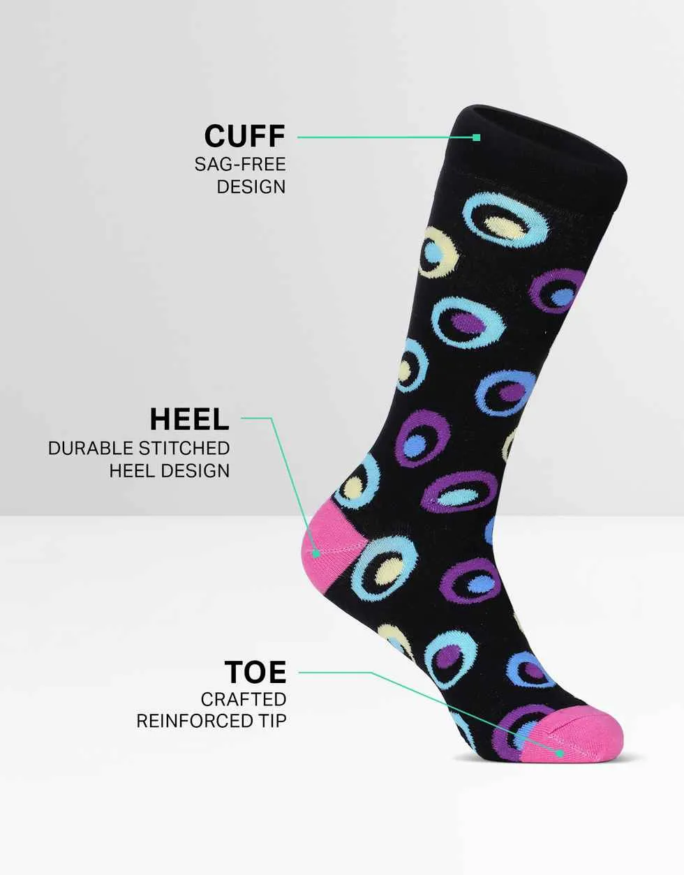 Multicolored Ring Crew Socks 5 Pack