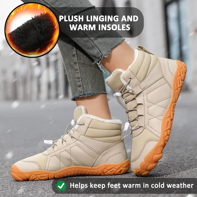 Outdoor Thickened Cotton Shoes Snow Boots Non-slip & Waterproof Winter Barefoot Shoe (Unisex)