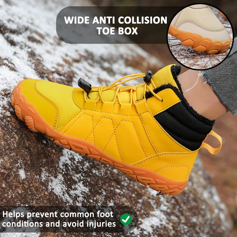 Outdoor Thickened Cotton Shoes Snow Boots Non-slip & Waterproof Winter Barefoot Shoe (Unisex)