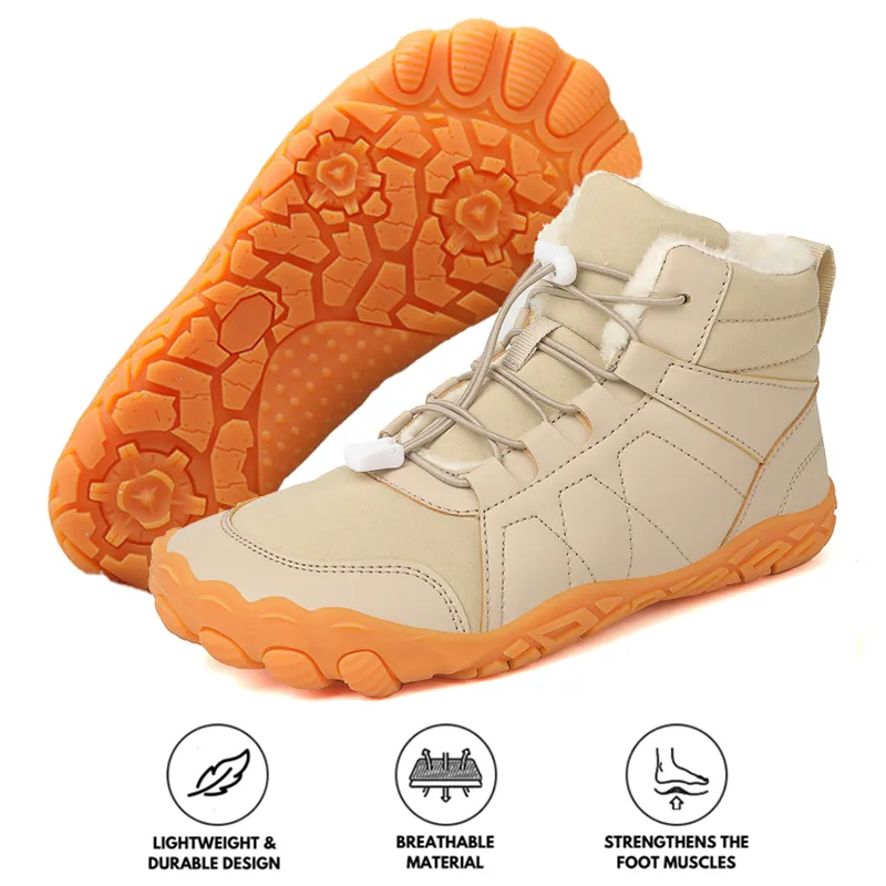 Outdoor Thickened Cotton Shoes Snow Boots Non-slip & Waterproof Winter Barefoot Shoe (Unisex)