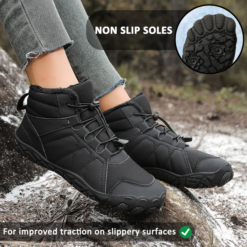 Outdoor Thickened Cotton Shoes Snow Boots Non-slip & Waterproof Winter Barefoot Shoe (Unisex)