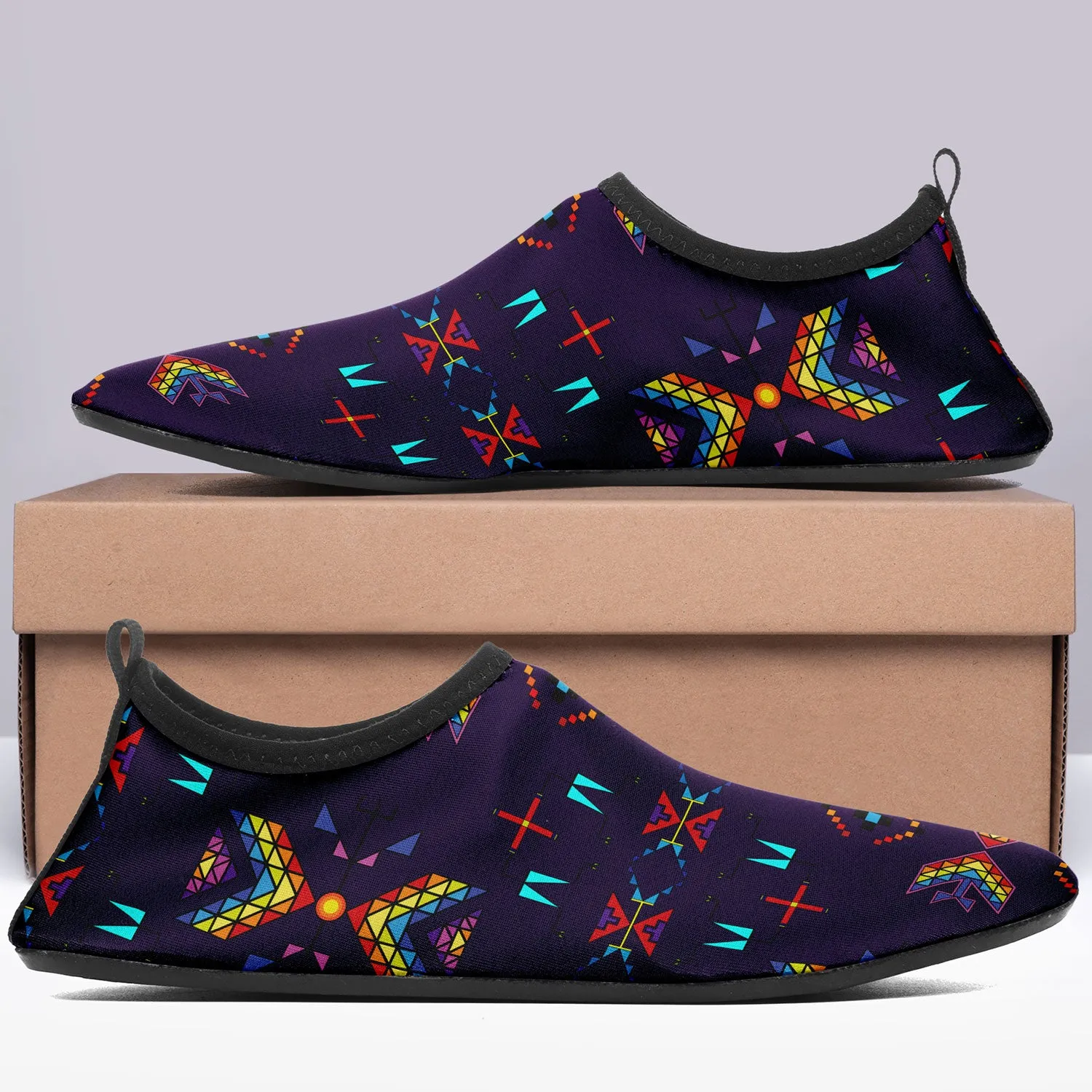 Rainy Chief Rainbow Dark Purple Kid's Sockamoccs Slip On Shoes