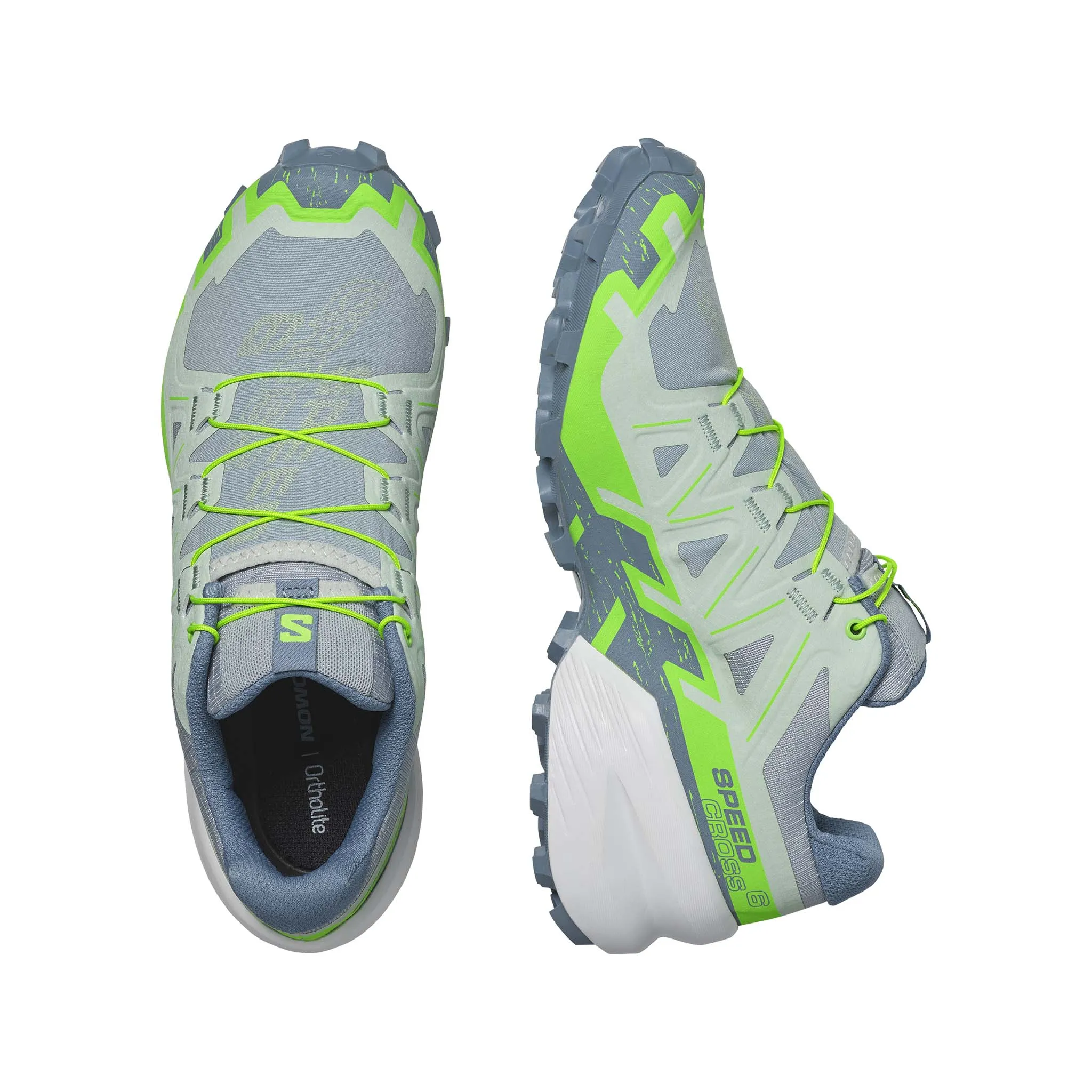 Salomon | Women's Speedcross 6 Running Shoes - Quarry/Green Gecko