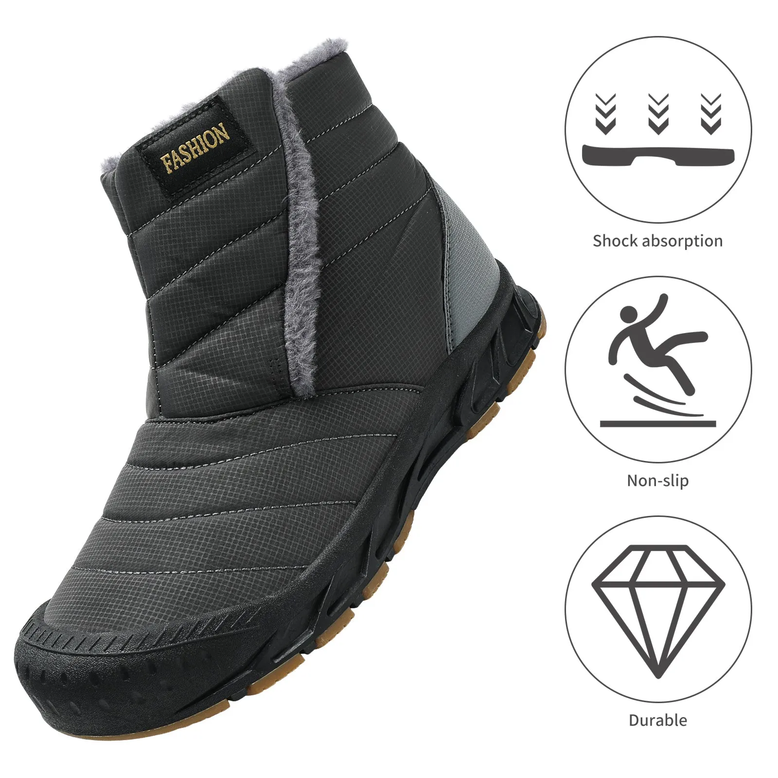 Snow Boots Autumn & Winter Warm Outdoor Casual Shoes Wear-Resistant Hiking Shoes Footwear Non-slip & Waterproof Winter Barefoot Shoe (Unisex)