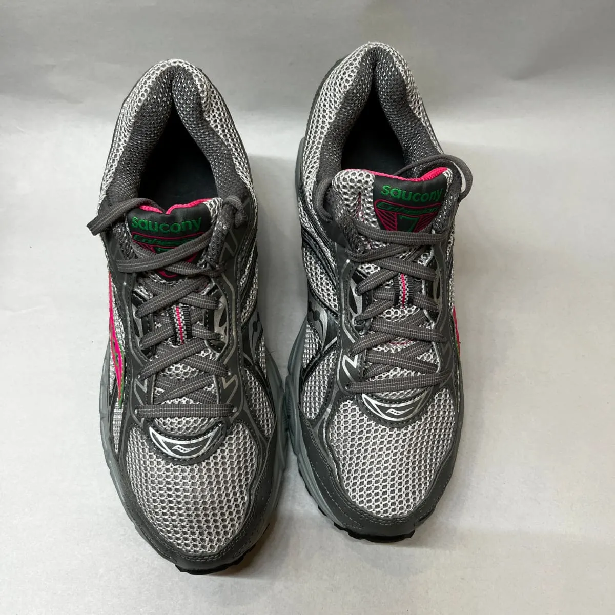 Women's Grid •Cohesion TR7• Trail Running Grey/Green/Fuchsia Size 10M -Preowned